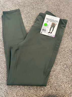 Womens RBX Olive Green High-Rise Ankle Leggings with Side Pockets NWT Size Small